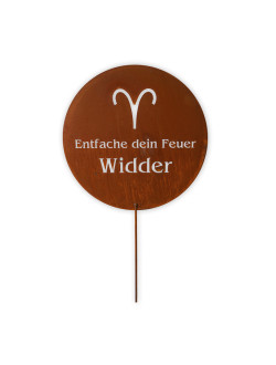 Gartenstecker mit Sternzeichen Widder aus Edelrost